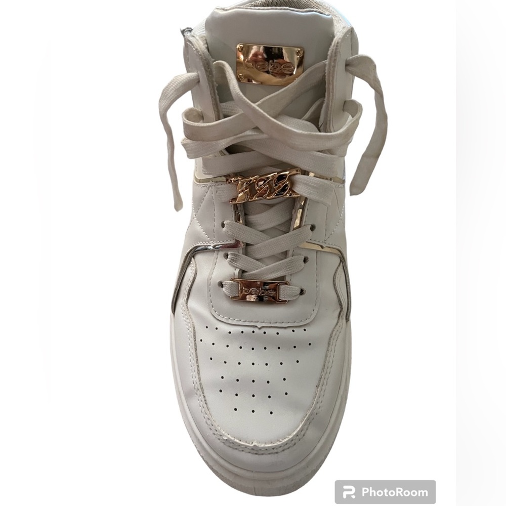 Bebe Monah Women's High Top Platform Sneakers White Lace-Up Size 9 Athletic